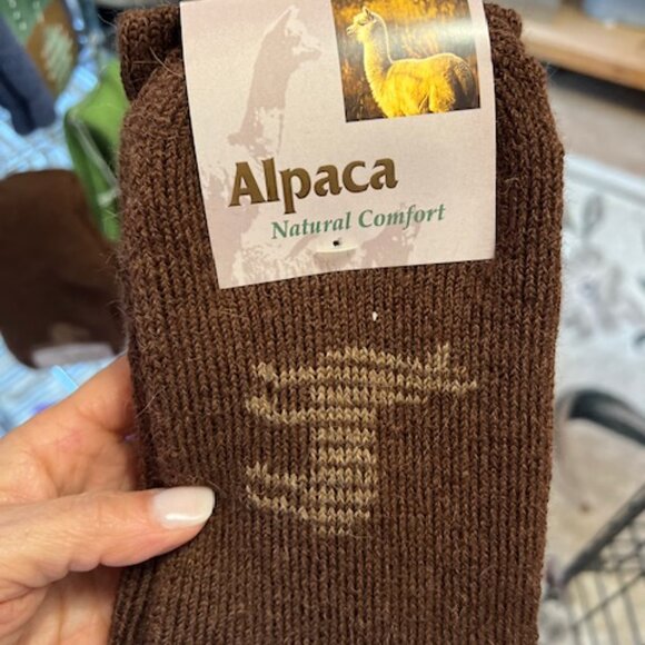 Alpaca Socks with Image Brown Boot Socks - Picture 1 of 2